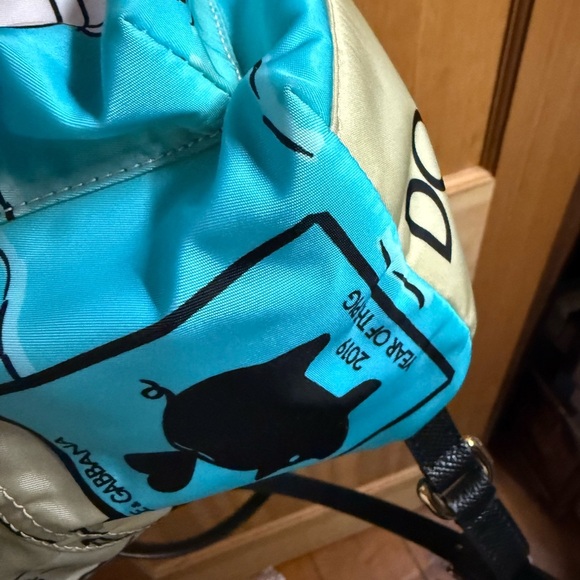 Dolce & Gabbana Year of the pig nylon Beige and Blue Cartoon Backpack